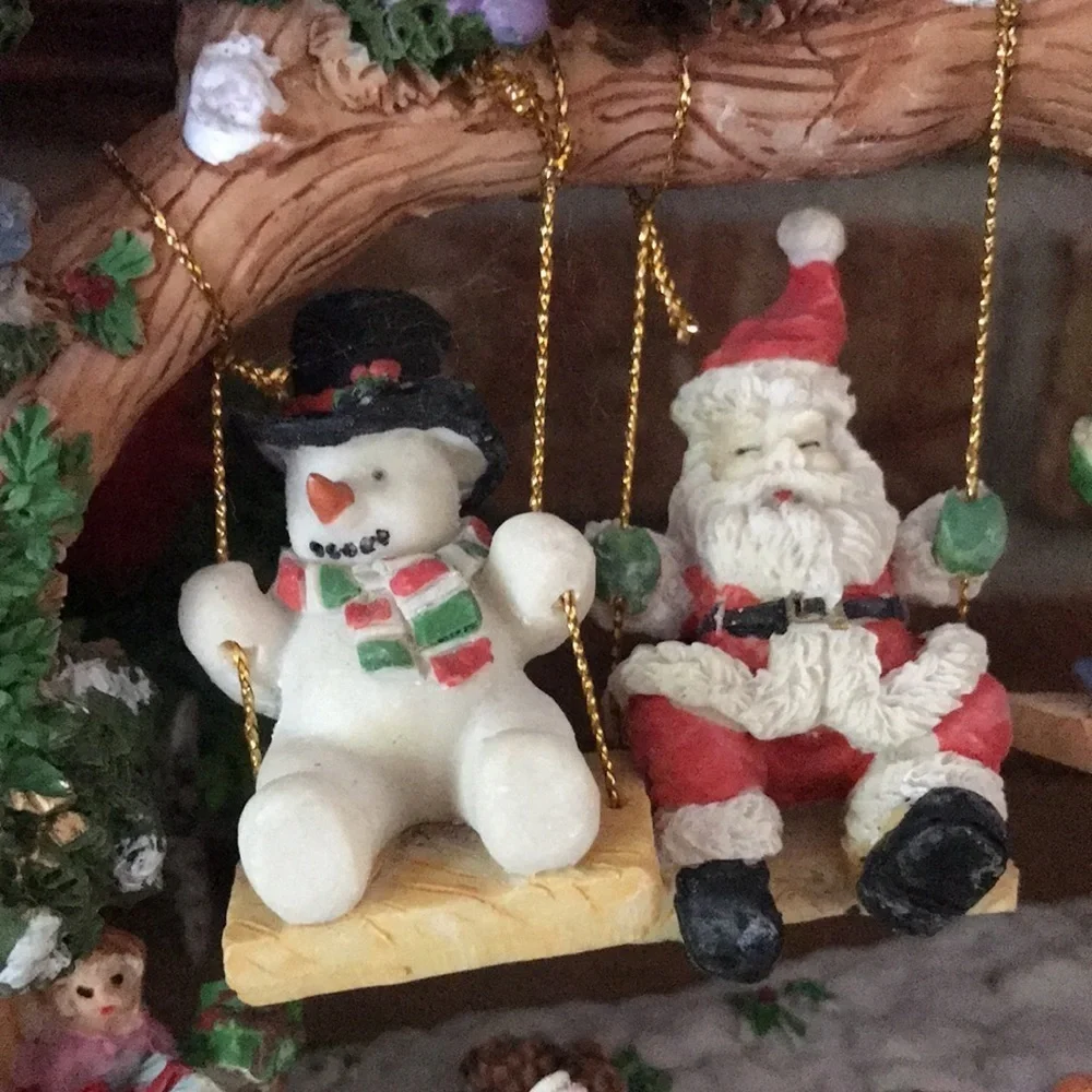 Rare Vintage Large Holiday Santa Snowman Swinging Tree‼️FINAL SALE